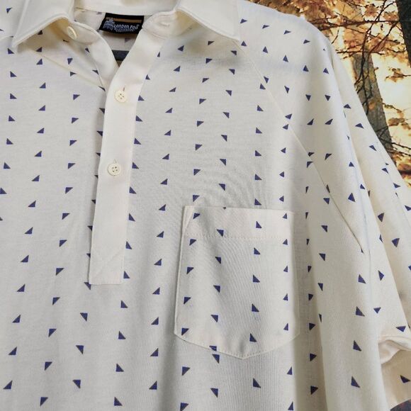 London Fog Mens Polo Shirt Yellow w/ Triangles Size XL Polyester Blend - Picture 3 of 7
